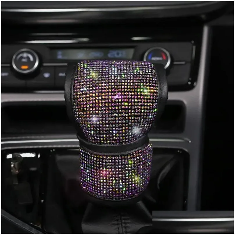 Steering Wheel Covers Fashion Interior Car Accessories Women Rhinestone Headrest Armrest Cover Shoulder Pad Fuzzy Crystal Kit