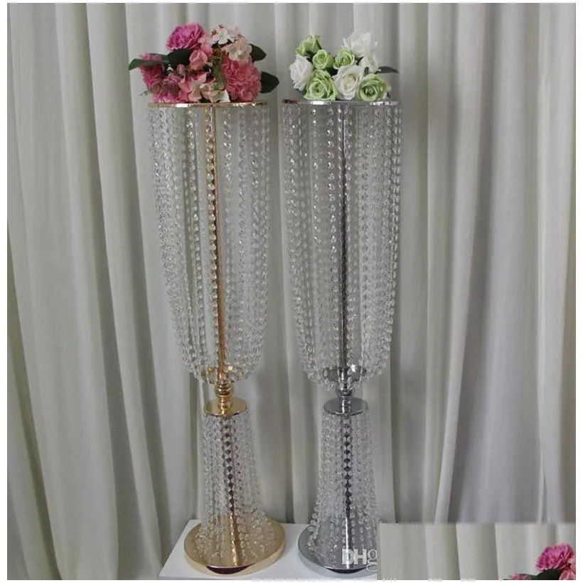 80cm/100cm Acrylic Crystal Wedding Flower Ball Holder Table Centerpiece Vase Stand Crystal Candlestick Wedding Decoration