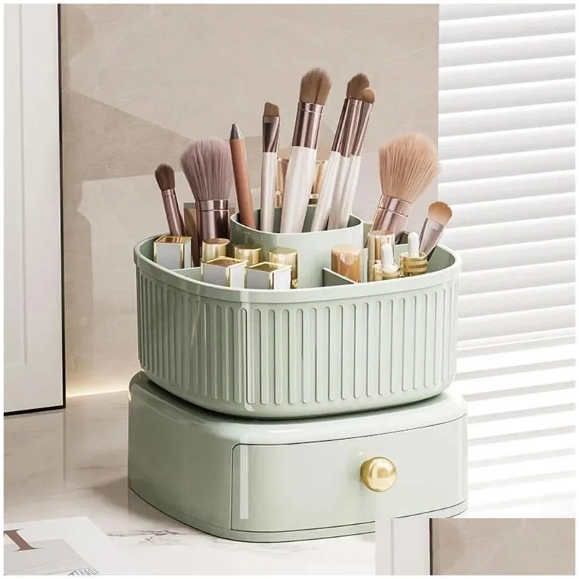 Storage Boxes Convenient Rotating Makeup Organizer Large Capacity Cosmetics With Drawers Display Cases Jewelry Box