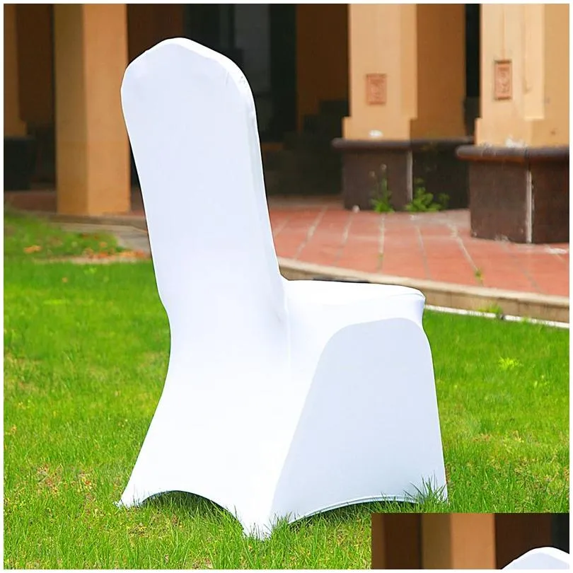 50/100pcs Universal Cheap Hotel White Chair Cover office Lycra Spandex Chair Covers Weddings Party Dining Christmas Event Decor