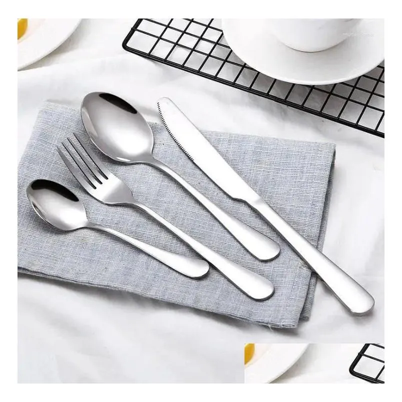 Dinnerware Sets 4 Pcs/set Stainless Steel Cutlery Gold/black/mix Colors/blue/silver Plated Knife Fork Spoon Kit Wholesale