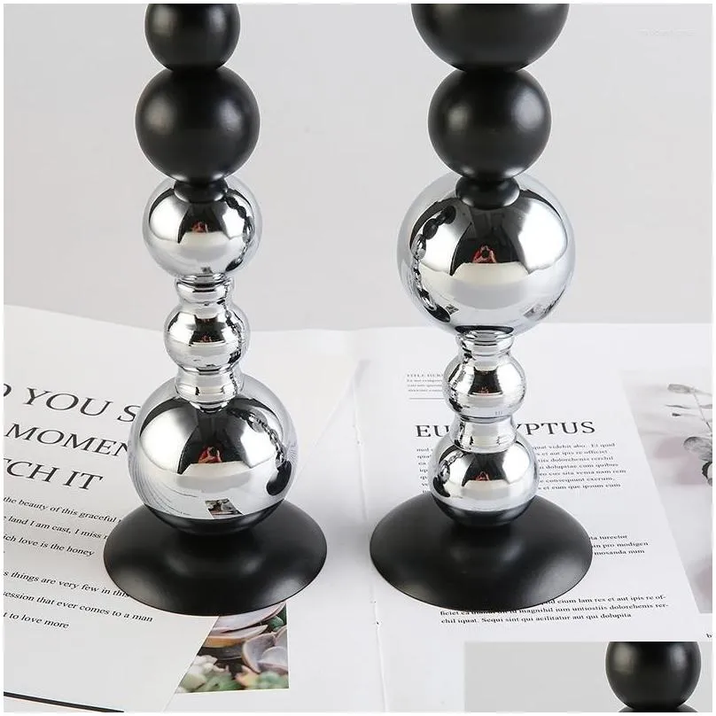 Candle Holders Bedroom Nordic Style Stand Glass Black Living Room Stick Luxury Geometric Chandelier Bougeoir Decor