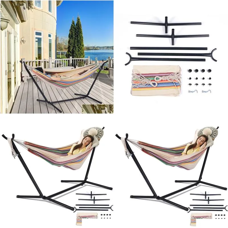 Hammock With Stand Swinging Chair Bed Travel Camping Home Garden Hanging Bed Hunting Sleeping Swing Indoor Outdoor Furniture Z1202