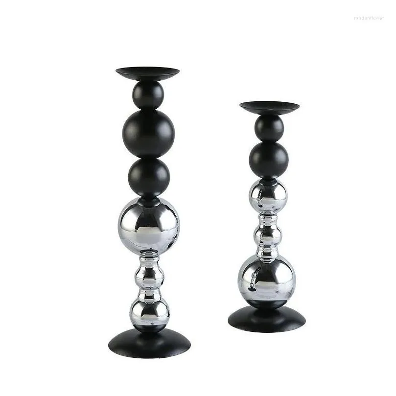 Candle Holders Bedroom Nordic Style Stand Glass Black Living Room Stick Luxury Geometric Chandelier Bougeoir Decor