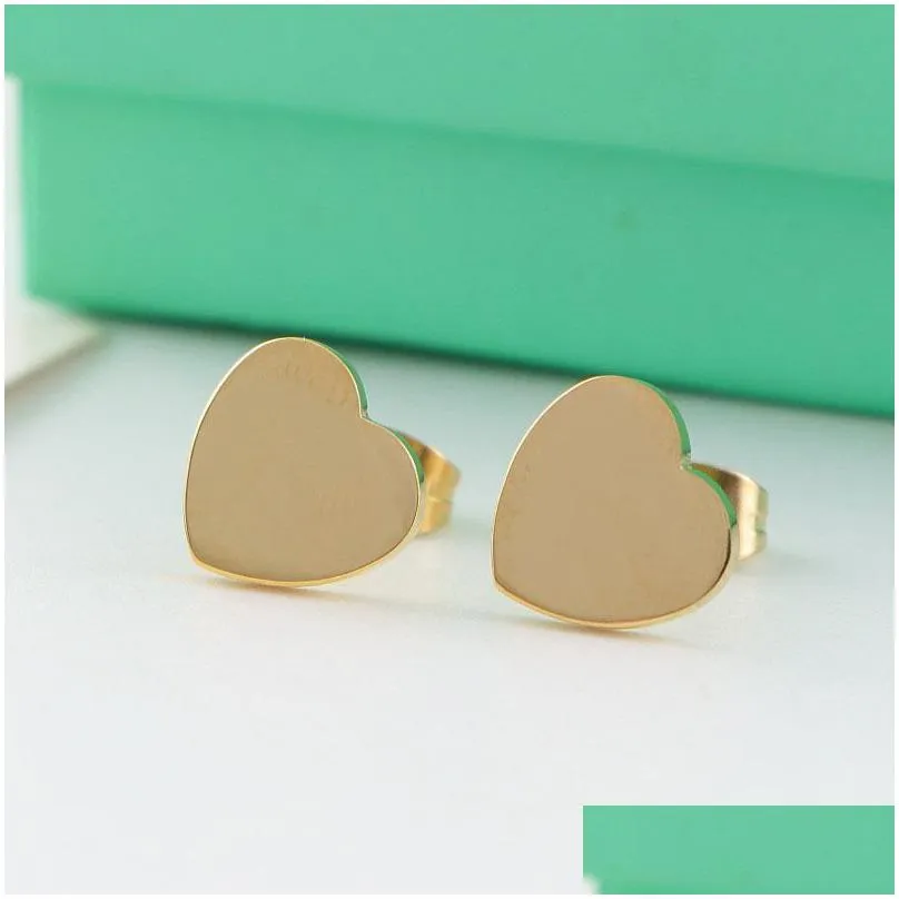 top luxury stud women fashion heart love letter earring classic size stainless steel couple gifts designer jewelry engagement earrings wholesale for girl