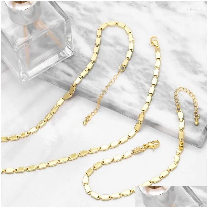 Pendant Necklaces FLOLA Polished Bamboo Chain Necklace Copper Gold Plated Unisex Fashion Statement Jewelry Gifts Nkeb210