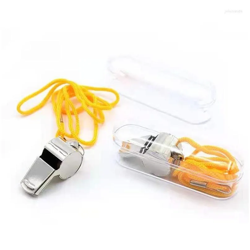 Pendant Necklaces 10PCS Metal Whistle Referee Sports Training Tool Field Survival Supplies Outdoor Adventure Equipment With Storage