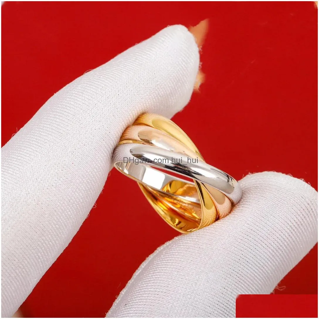 cluster rings trendy top quality classic brand europe luxury jewelry rings for women tricolor rose gold color ring gifts 220922
