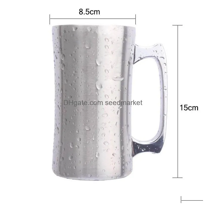 insulated cup stainless steel mugs with lid 20oz large mug double wall beer stein tumbler with handle insulated beer mug t20052714687