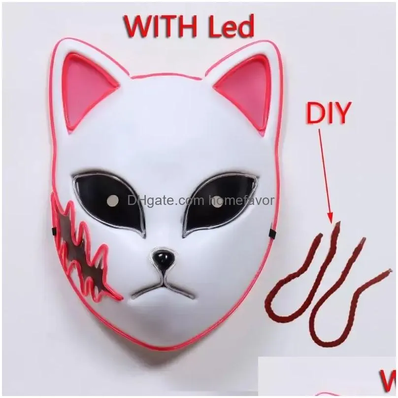 party masks demon slayer tanjirou mask sabito mascarilla anime makomo cosplay masques halloween costume mascaras led