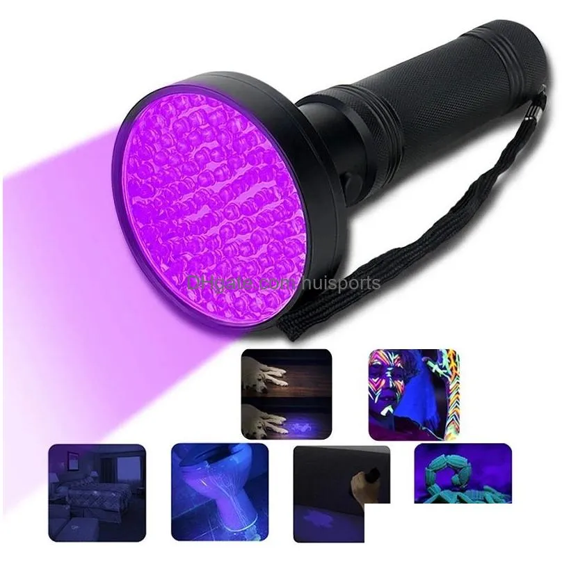 high quality uv light 100 led flashlight torch light lamp safety uv ultraviolet detection