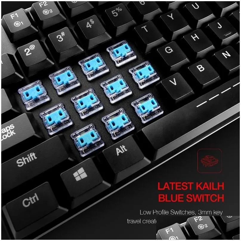 Havit Mechanical Keyboard Low Profile 104 Keys Blue Kailh Switch Gaming Keyboards For Tablet Desktop Wired USB English