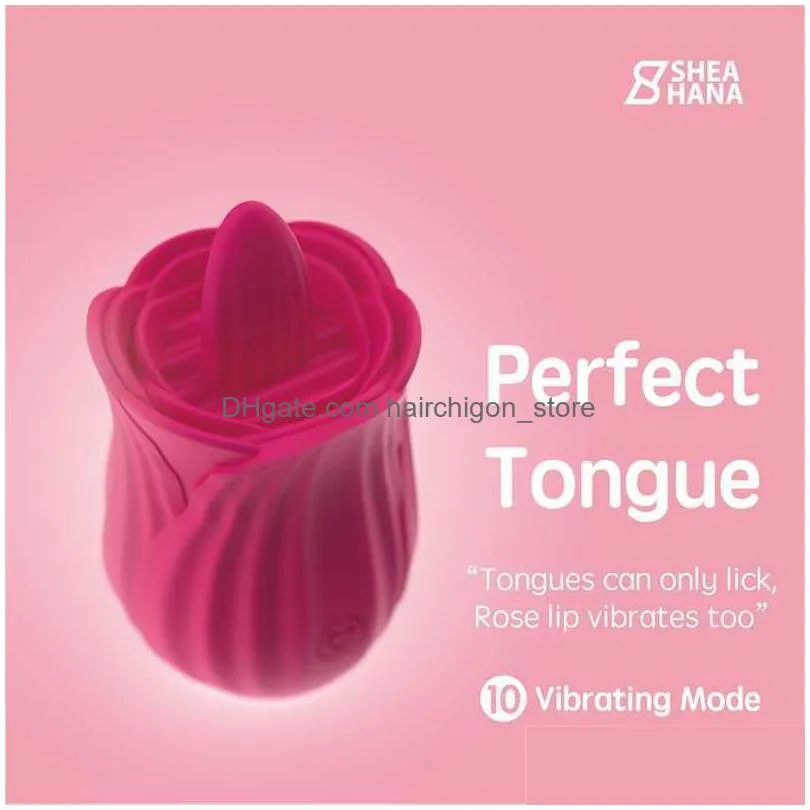 adult massager powerful 10 speed vibrator women vagina nipple sucking rose shape oral licking tongue clitori stimulation erotic toy