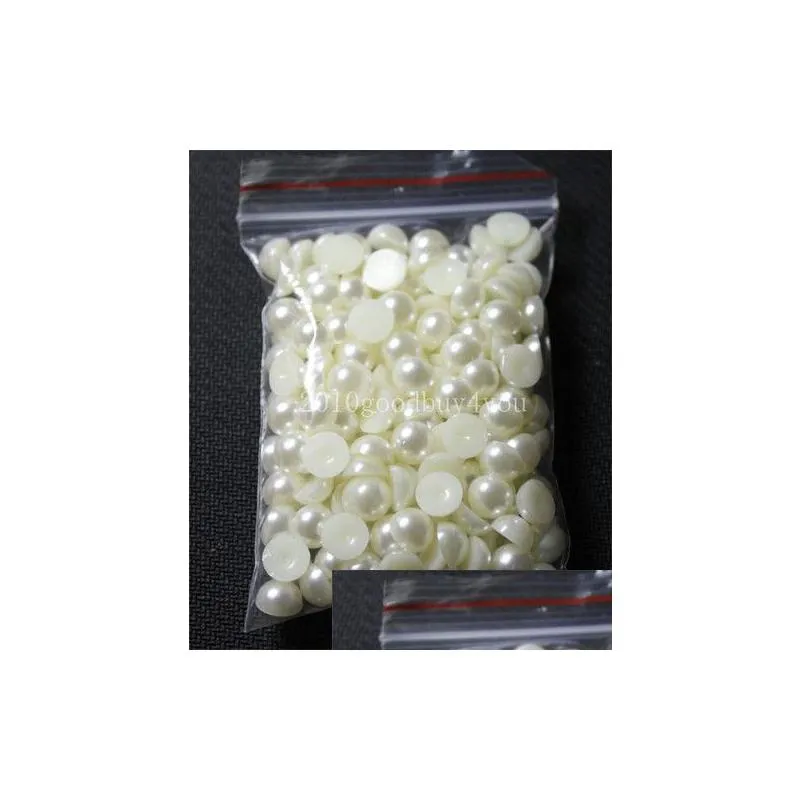 500pcs 6MM White color Half Round Pearls Beads Flatback Scrapbooking Embellishment Craft DIY 10 color You Can Choose