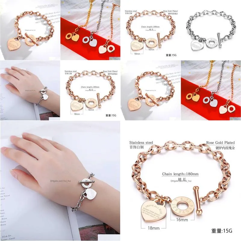 Charm Bracelets Heart-Shaped Bracelet Prbs Pendant For Women Gift Metal Esignbracelets Fashion Female Gold Jewelry Gifts Q0603 Drop D Dhxqh