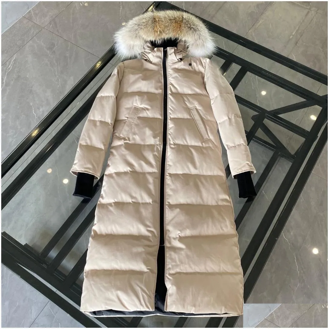 designer winter puffer jacket womens coat canadian mystique coyote fur winter thickened womens extra long hooded coat Long parka down Jacket 3035L