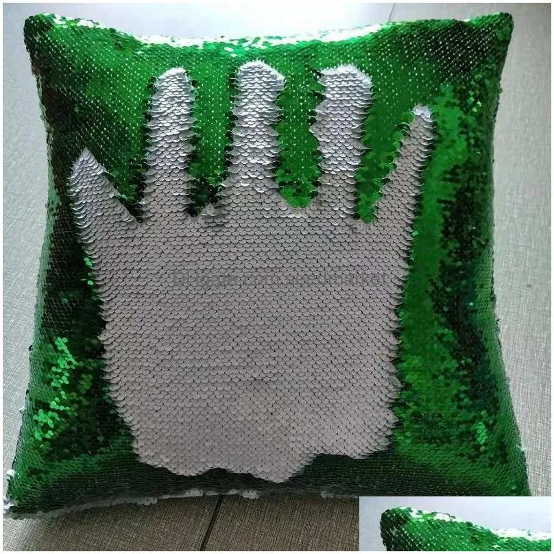 sequin mermaid throw pillow diy glitter magical two color change reversible white cushion cover sofa home decorative pillowcase inventory