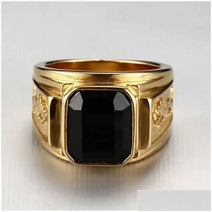 Fashion jewelry Classical Men Ring with Stone 18K gold plated Punk desinger Rings Rock Luxury Rings Trendy male ring