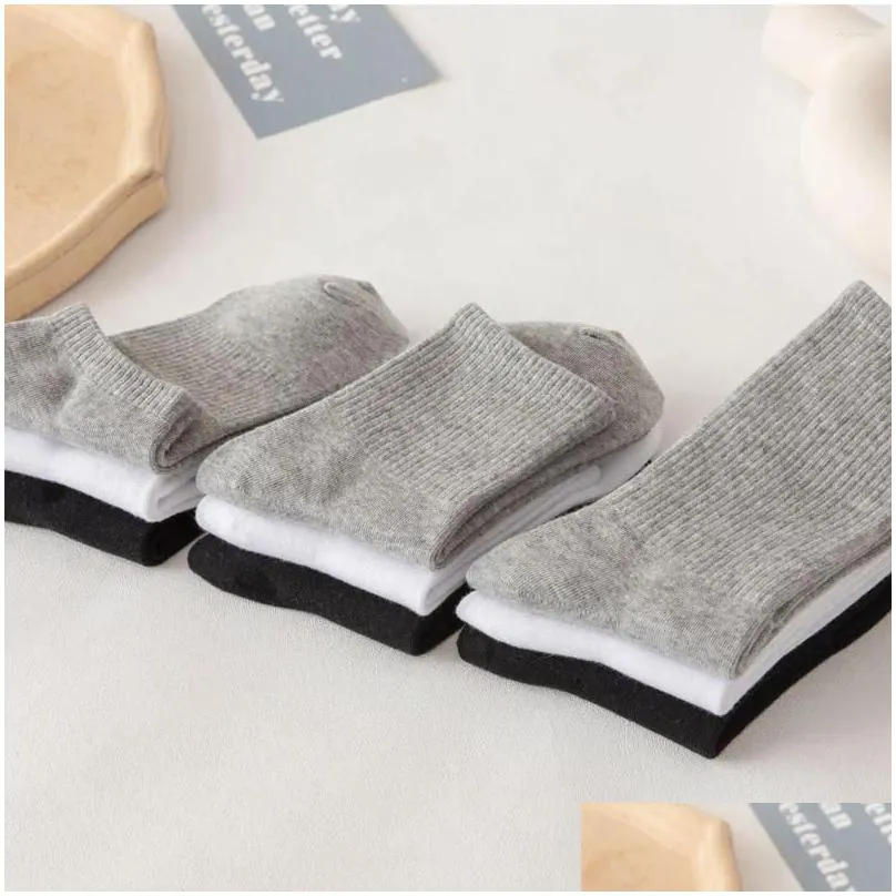 Women Socks Solid Color Black White Gray Women`s Mid-tube Spring And Summer Breathable Short-tube Medium Tube Sports Calcetines