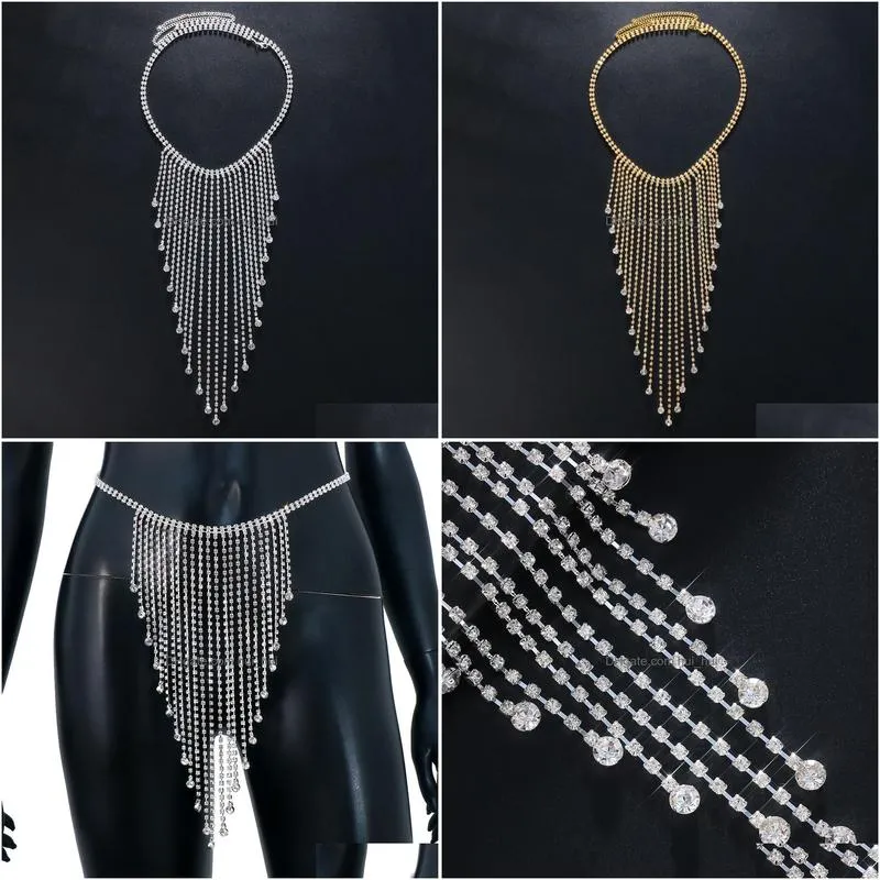 belly chains stonefans sexy crystal tassel waist chain bikini lingerie accessories summer rave body chain dress jewelry for women