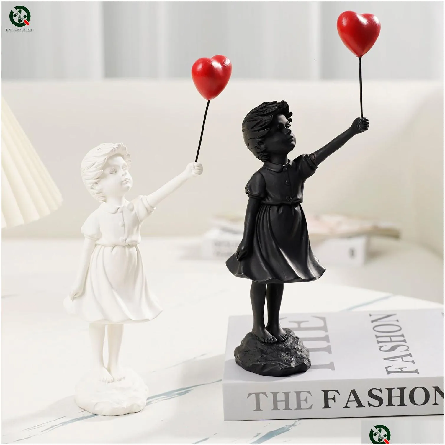 decorative objects figurines flying balloon girl figurine banksy home decor modern art sculpture resin figure craft ornament collectible statue