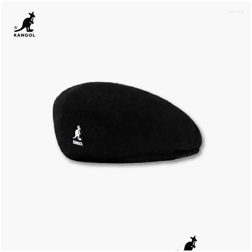 Berets Original KANGOL Wool Beret 504 Cap Men Women Hat Fashion Ladies Solid Color Casual Winter Hats Autumn And