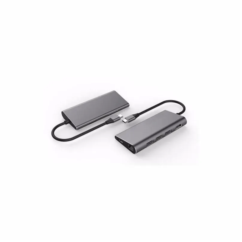 Multifunctional 8 in 1 USB-C Hub Triple USB 3.0 HDTV Audio SD TF Card Reader RJ45 Ethernet Adapter for MacBook Tablet