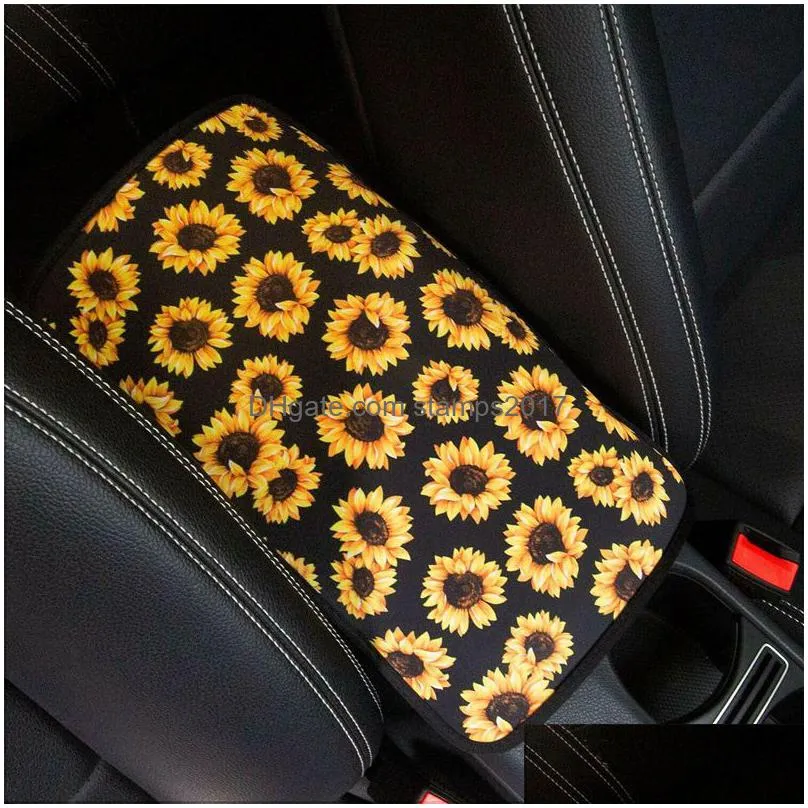 leopard pattern neoprene car armrest cover pad party favor universal fit soft comfort vehicle center console cushion holder