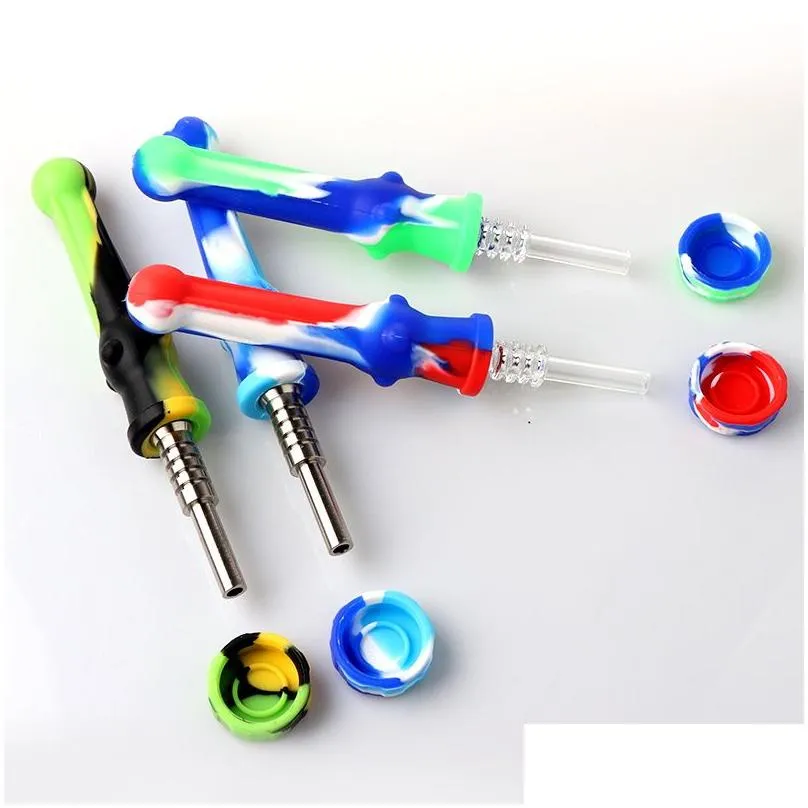 silicone nectar collector kit with quartz tips 14mm nector collector kit mini silicone tobacco pipes for oil rig glass bong