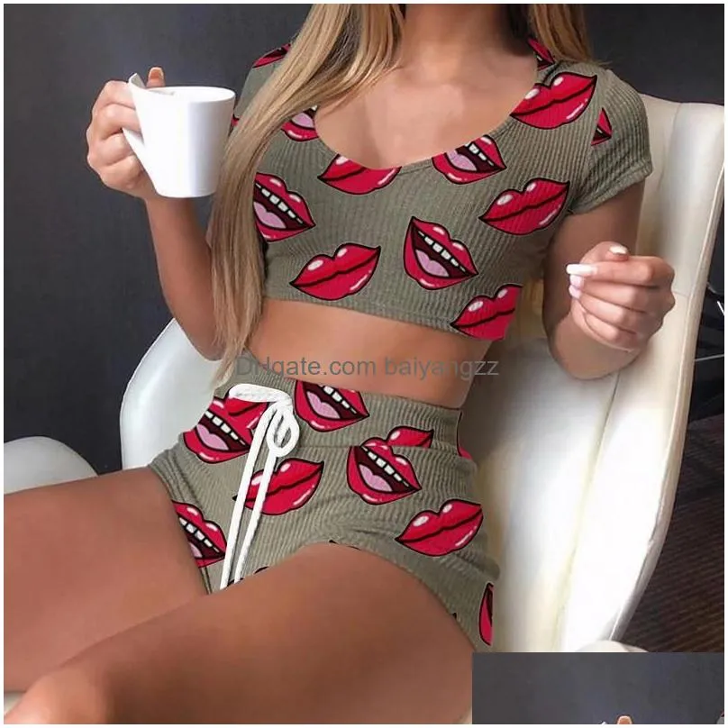 womens sleepwear 2023 pyjamas women camisole sleep wear pajamas print nightgown ruffled flounce shorts lingerie set home clothes