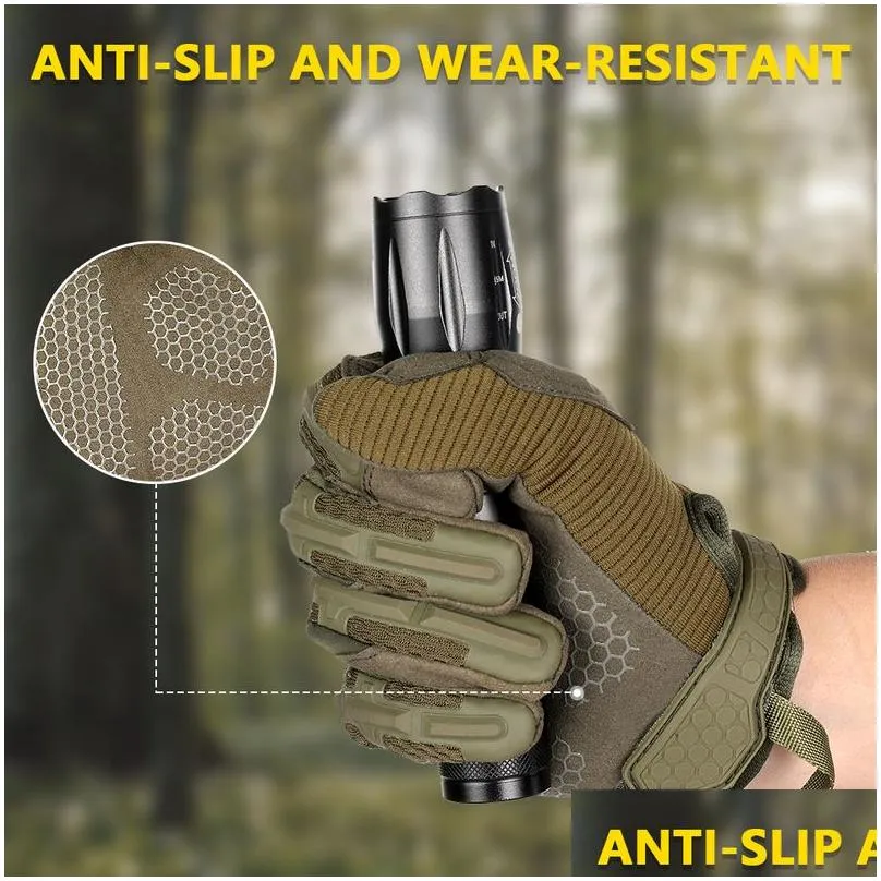 Outdoor Sports Tactical Gloves Full Finger Long Camo Glove Army Antiskip Gear Airsoft Biking Shooting Paintball Men 220613