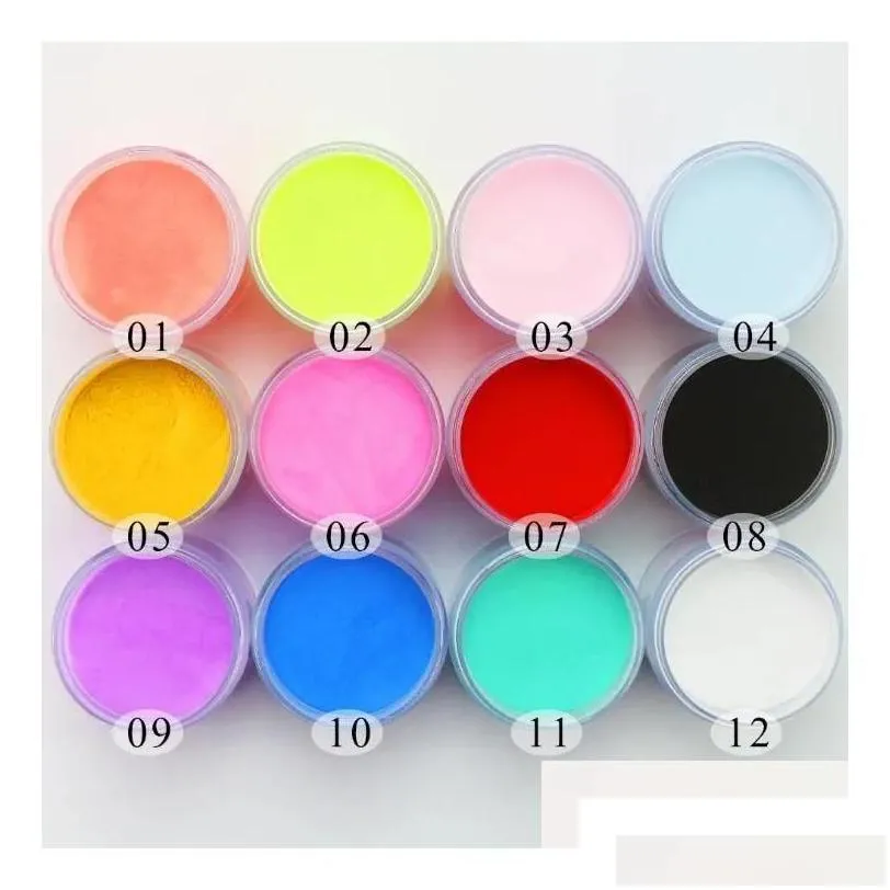 Acrylic Powders & Liquids Acrylic Powders Liquids 12 Bottles Kit Nail Set Colored Dip Nails Extension Dust Wholesale Professional Lots