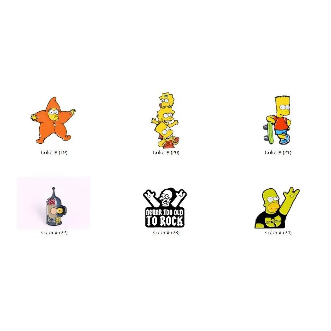 Funny Animated Sitcom Simpson Brooch for Woman Cute Badge Collar Shirt Enamel Pin Brooches for Men Metal Pin Jewelry Accesorios 28