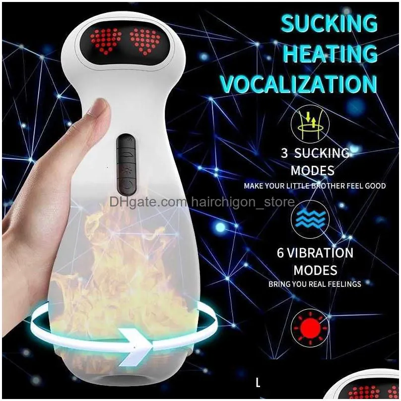  massager male masturbation cup automatic sucking heating vagina real blowjob toys for men masturbator adult adults 18