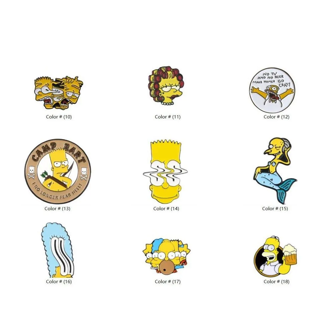 Funny Animated Sitcom Simpson Brooch for Woman Cute Badge Collar Shirt Enamel Pin Brooches for Men Metal Pin Jewelry Accesorios 28