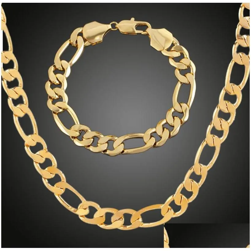 chain 18k pure gold fine figaro chain necklace bracelet drop set adhesive delivery jewelry necklace pendant dhqbl