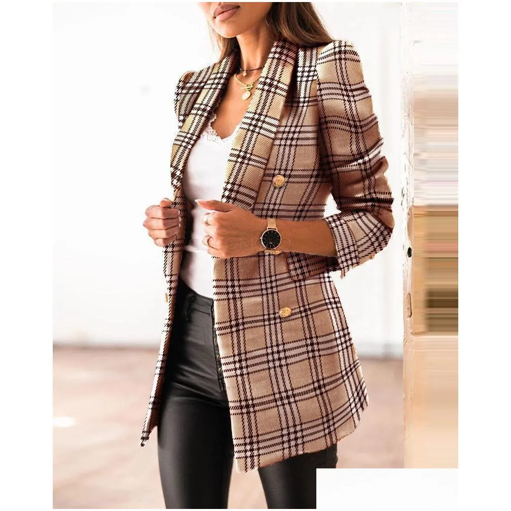 double breasted blazers button military style blazer womens autumn winter elegant office lady clothing femme