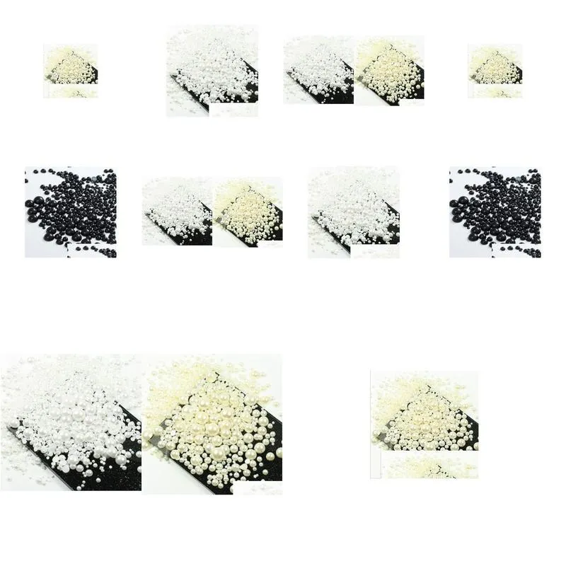 1000pcs Mixed Size 2-10mm Ivory color Flatback Half Round Pearls For Craft Cell Phone DIY