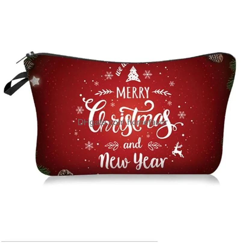 ups christmas decorations 2023 year gifts merry santa snowman print cosmetic bag gift 2023 noel kerst natal navidad ornaments 