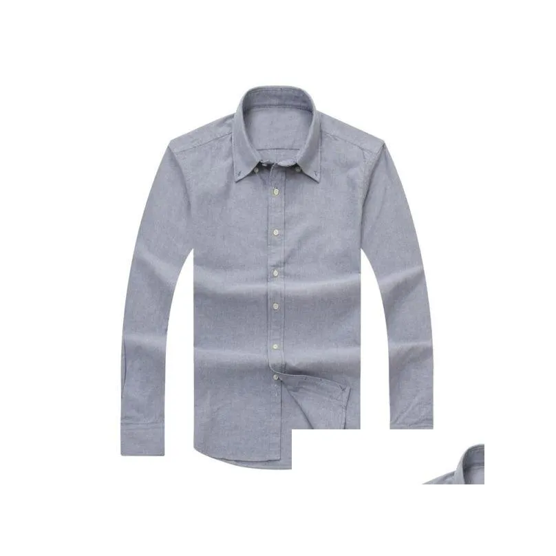 2017 autumn and winter mens long-sleeved cotton shirt pure mens casual poloshirt fashion oxford shirt social brand clothing lar