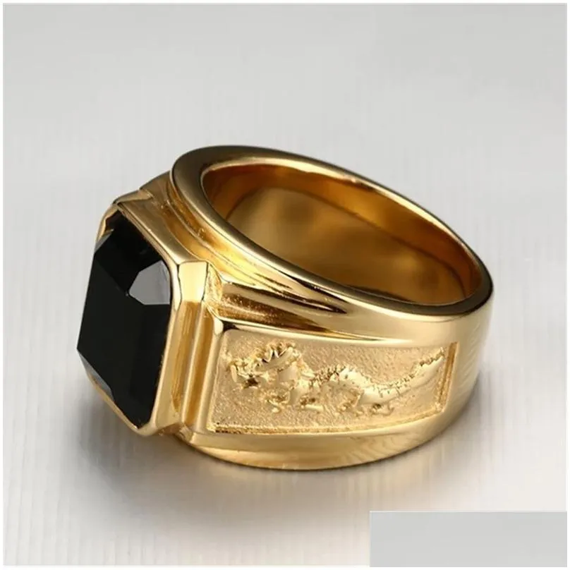 Fashion jewelry Classical Men Ring with Stone 18K gold plated Punk desinger Rings Rock Luxury Rings Trendy male ring