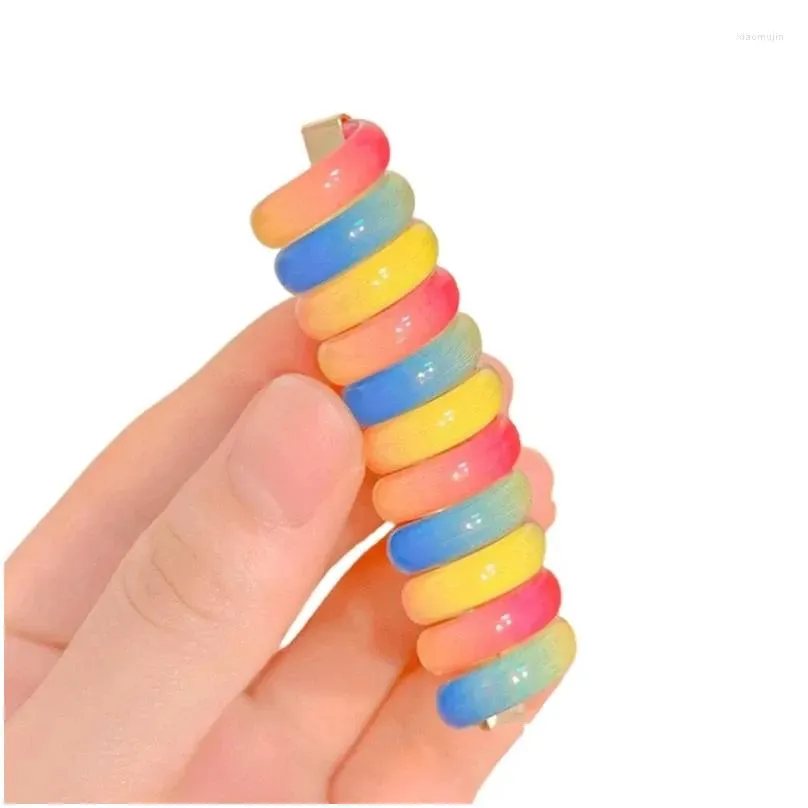 Hair Accessories Elastic Ties For Kids Cute Colorful Ponytail Holder Lovely Charm Scrunchies With Adjustable Curly Design