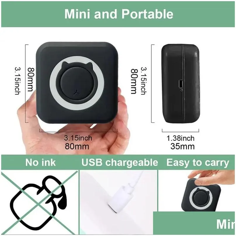 1pc Portable Mini Printer: Inkless Photo Printer for Wireless Printing from iOS/Android Smartphones