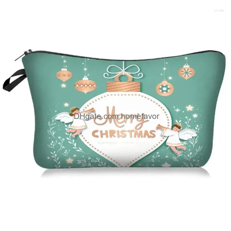 ups christmas decorations 2023 year gifts merry santa snowman print cosmetic bag gift 2023 noel kerst natal navidad ornaments 