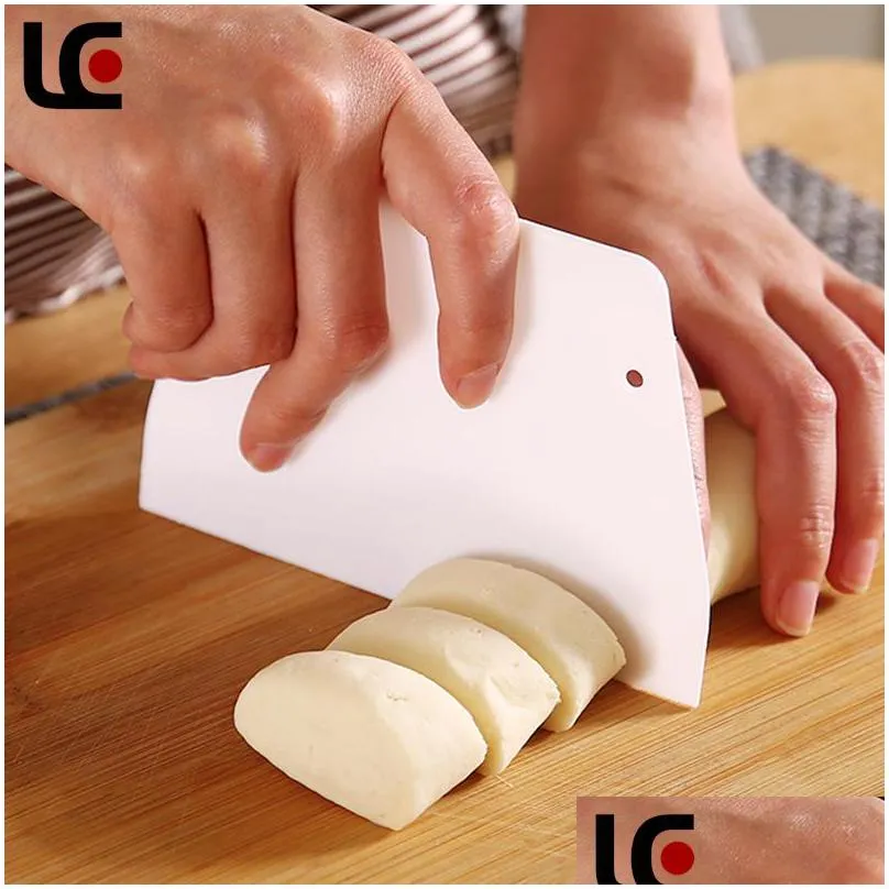 white dough cutter plastic trapezoid scraper multi functional baking scrapers hung and stored kitchen tool 0 17lc l2