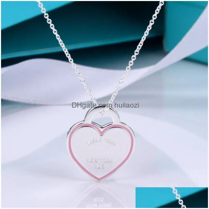 s925 necklace for women enamel t series necklace bow heart pendant clavicle chain fashion luxury wedding engagement gift designer jewelry with