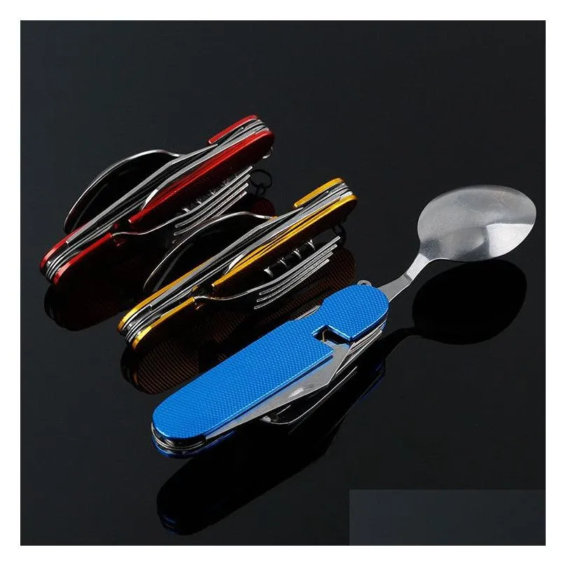 Multifunctional Foldable Tableware Removable Combination knife Outdoor kitchen tools foldable fork and spoon Swiss Army Fruit Knife