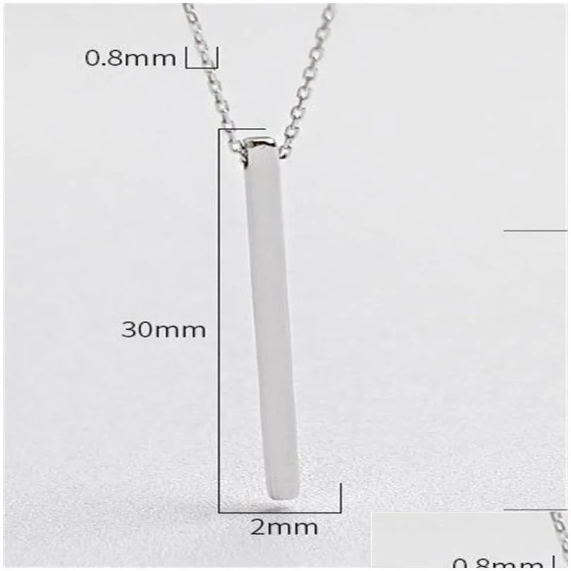 Authentic 925 Sterling Silver Bar Pendant Choker Necklaces New Chic Geometric Necklace Fine Jewelry For Women Collares