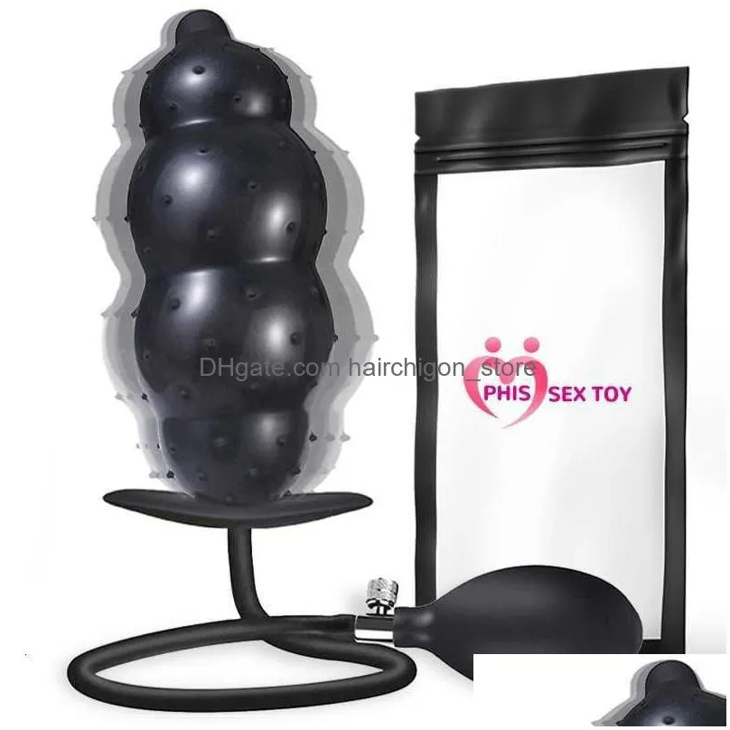  massager inflatable anal plug dildo prostate massage particle huge bead vagina dilator toy