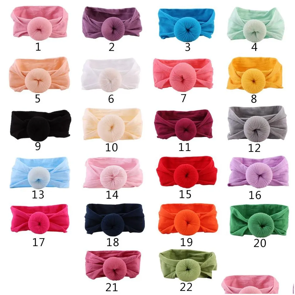 Baby girls Knot Ball Headbands Kids hairband Headwear Boutique hair accessories 22 colors Turban C5245